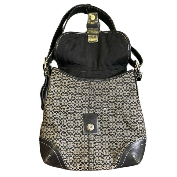 SOLD Coach Soho Y2K Signature Black & Grey Jacquard Buckle Flap Shoulder Bag - Picture 5 of 10